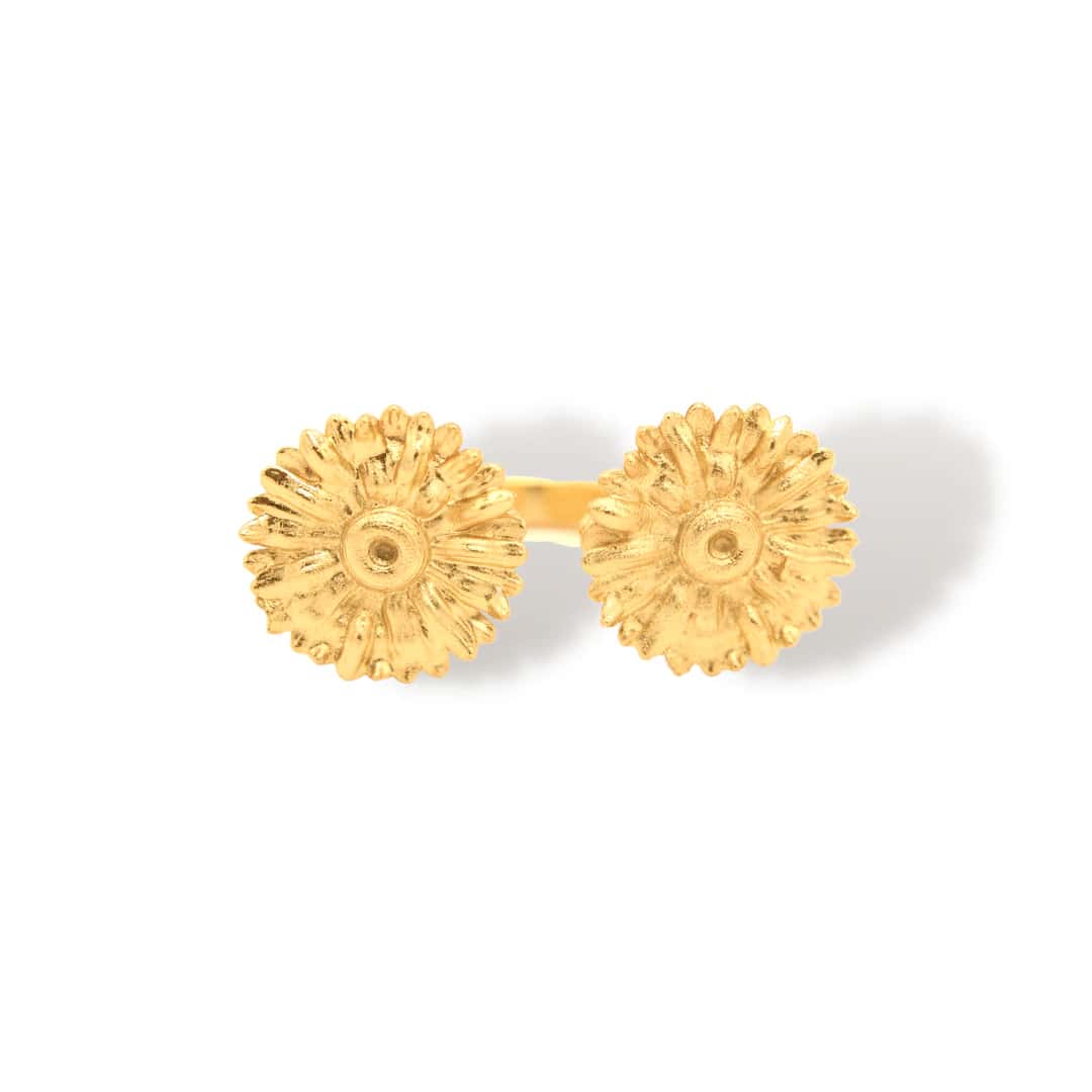 Anillo doble con flores de margarita grandes