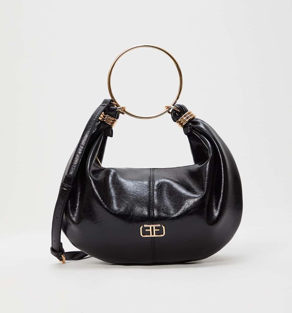 Bolso de mano con asa metalica