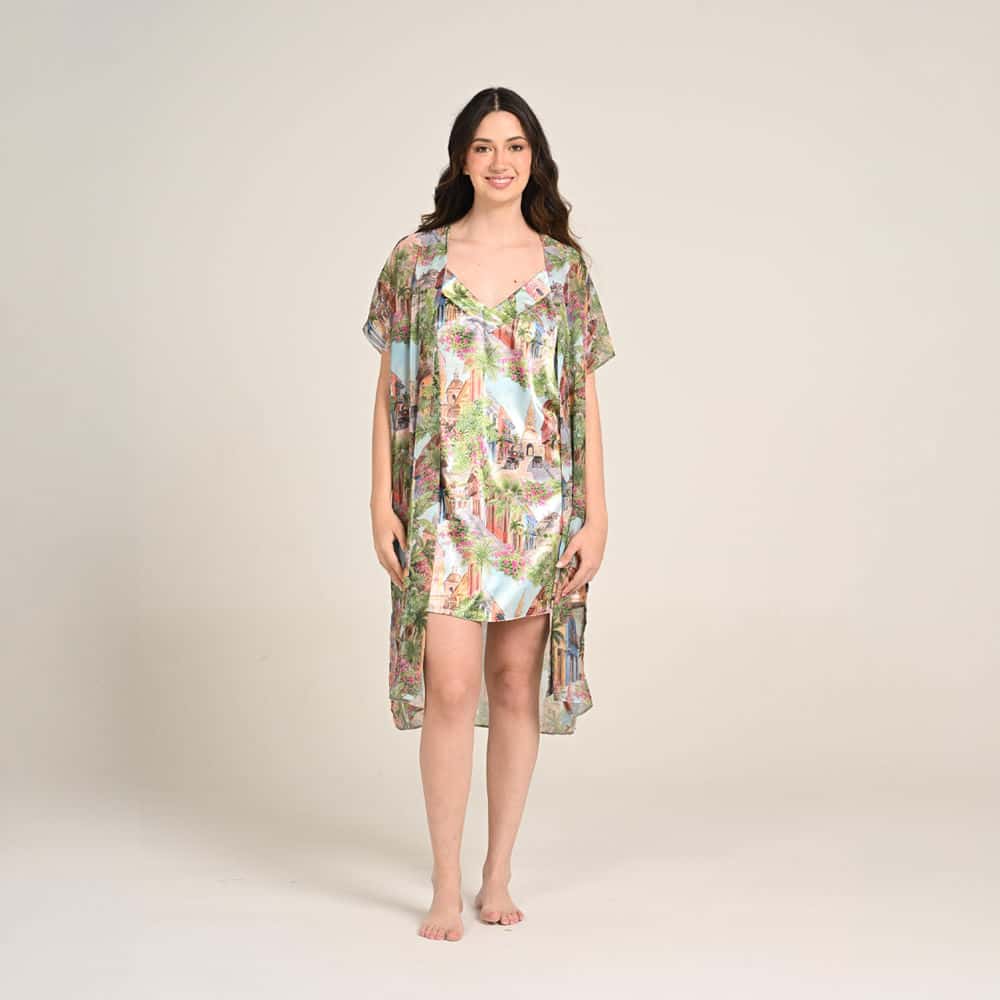 Kimono Manga Corta Estampado Cartagena.