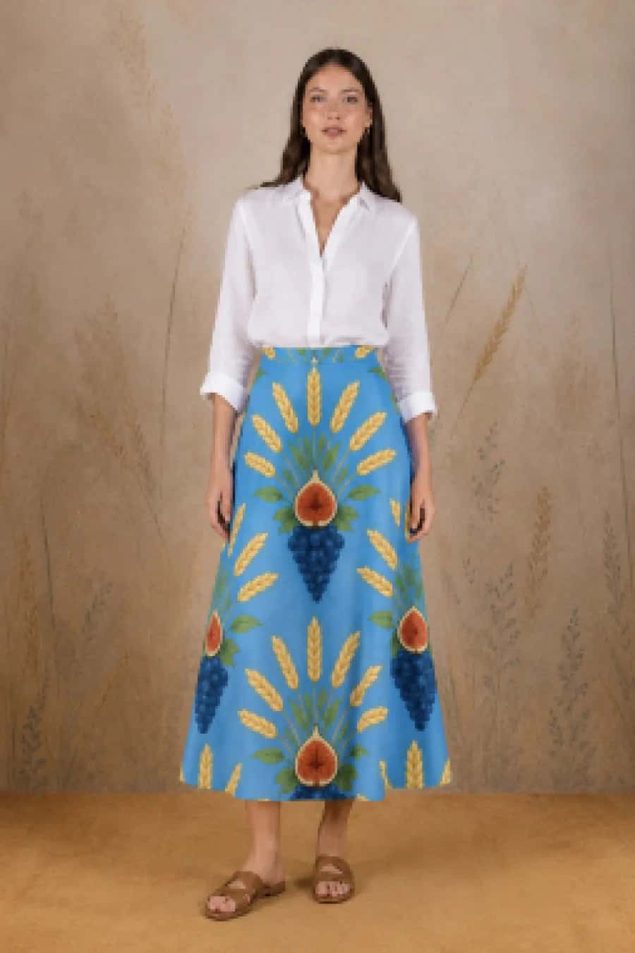 Women's Crecentia long linen skirt blue