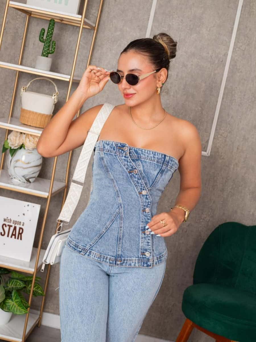 Chaleco Jean Barcelona (claro )