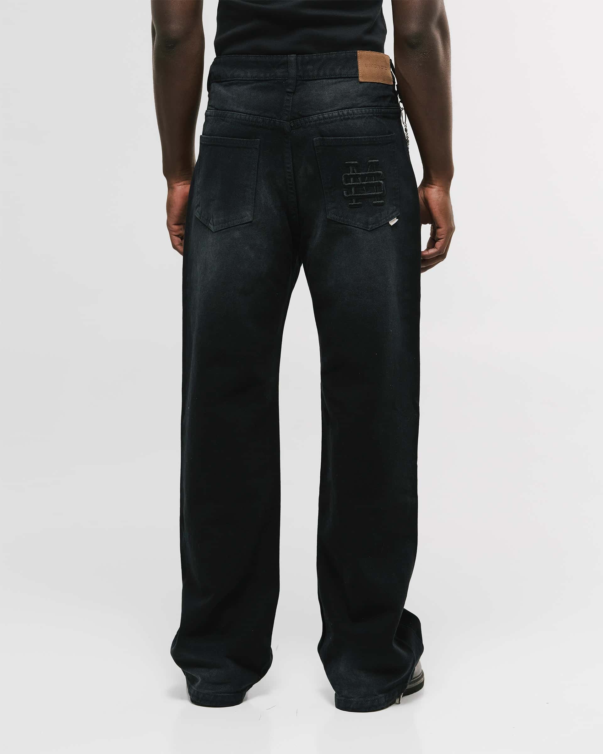 Pocket Straight Pants – Negro Desgastado - miniatura 3