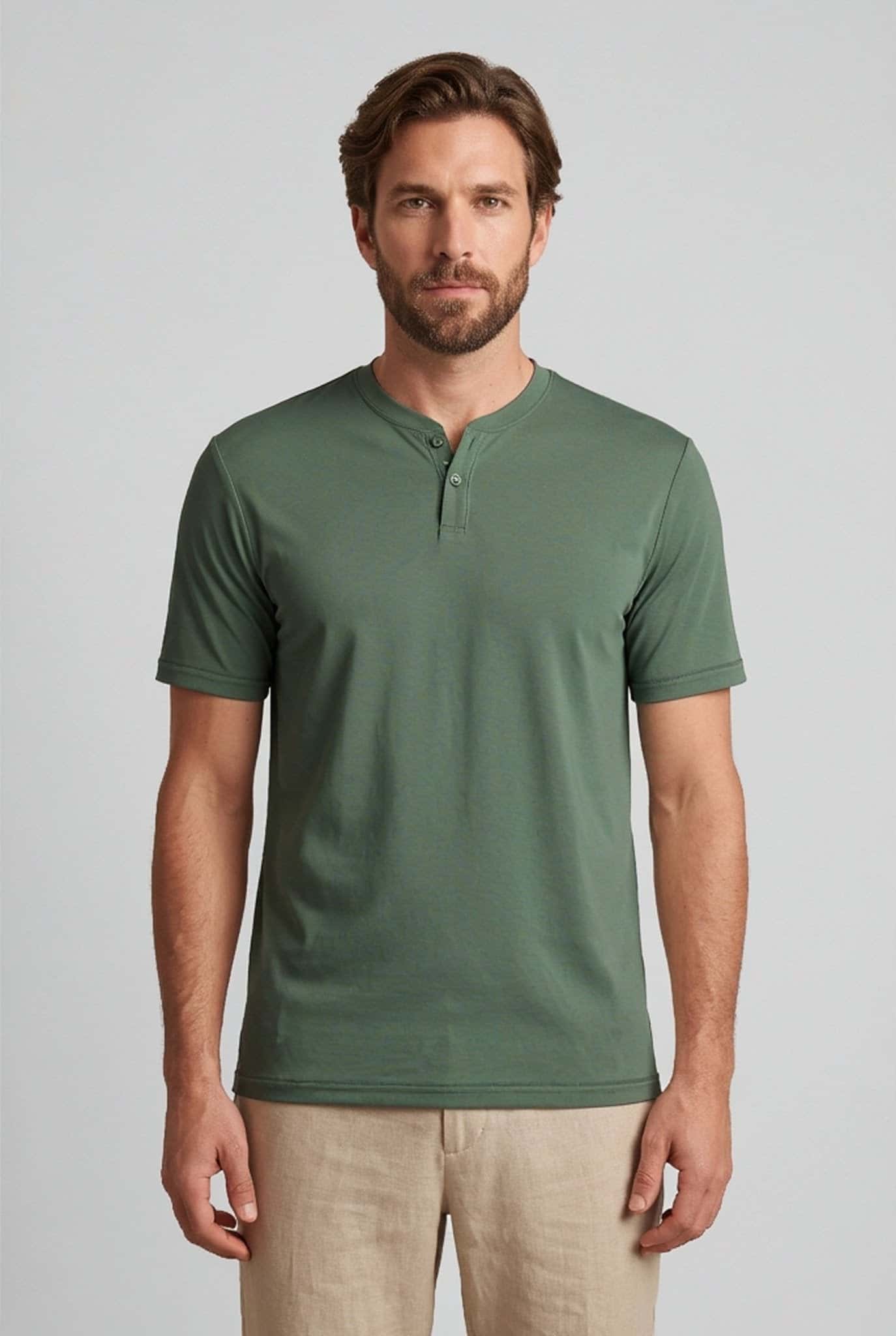 Camiseta cuello v con boton para hombre Jon Sonen 020425001