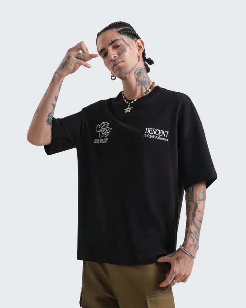 Camiseta Negra Oversize Descent - miniatura 3
