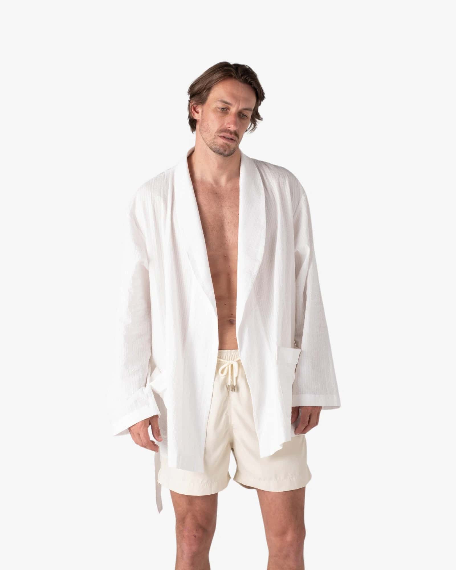Amalfi White Cotton Robe - miniatura 1