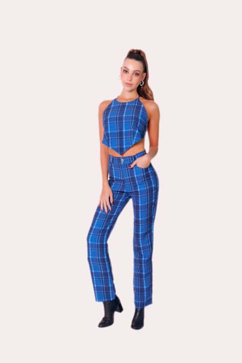 Howdy Pants In Blue Tartan