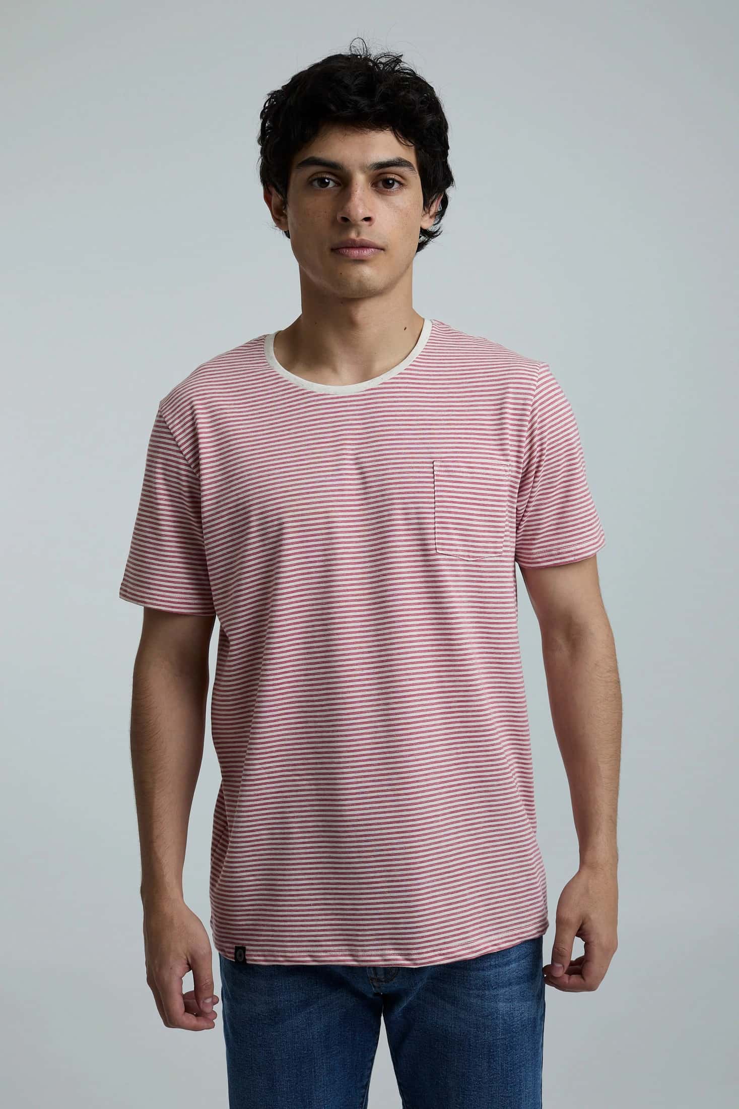 Camiseta Hombre Rayas Roja