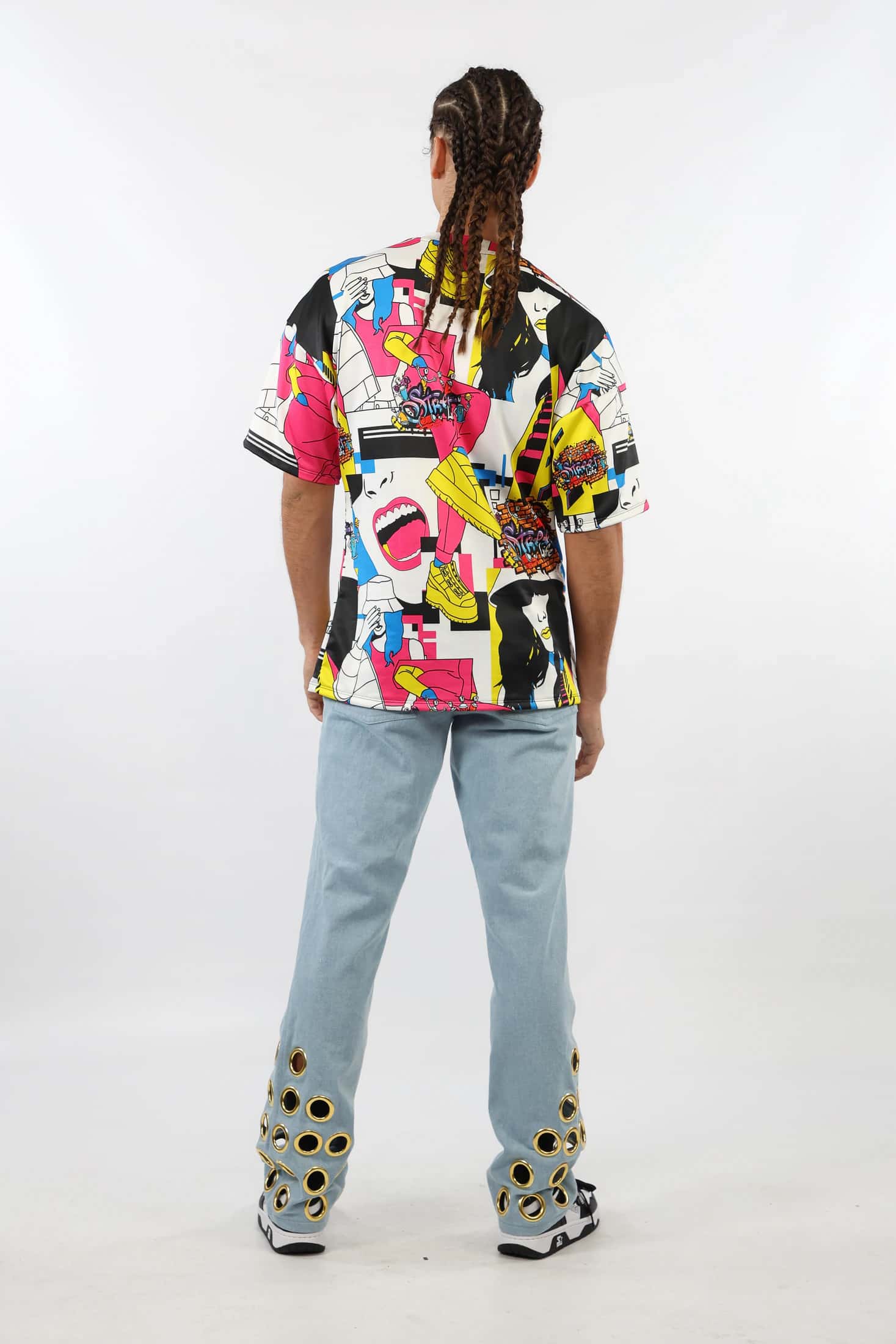 Wide Leg Jeans With Grommets - miniatura 2