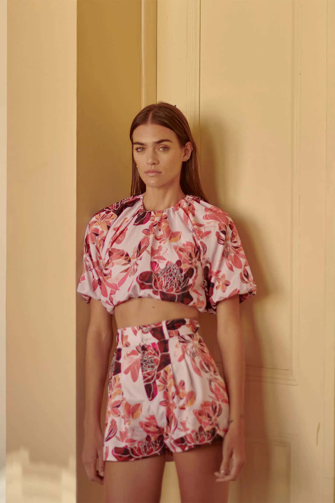 FLORAL PINK SILVA TOP