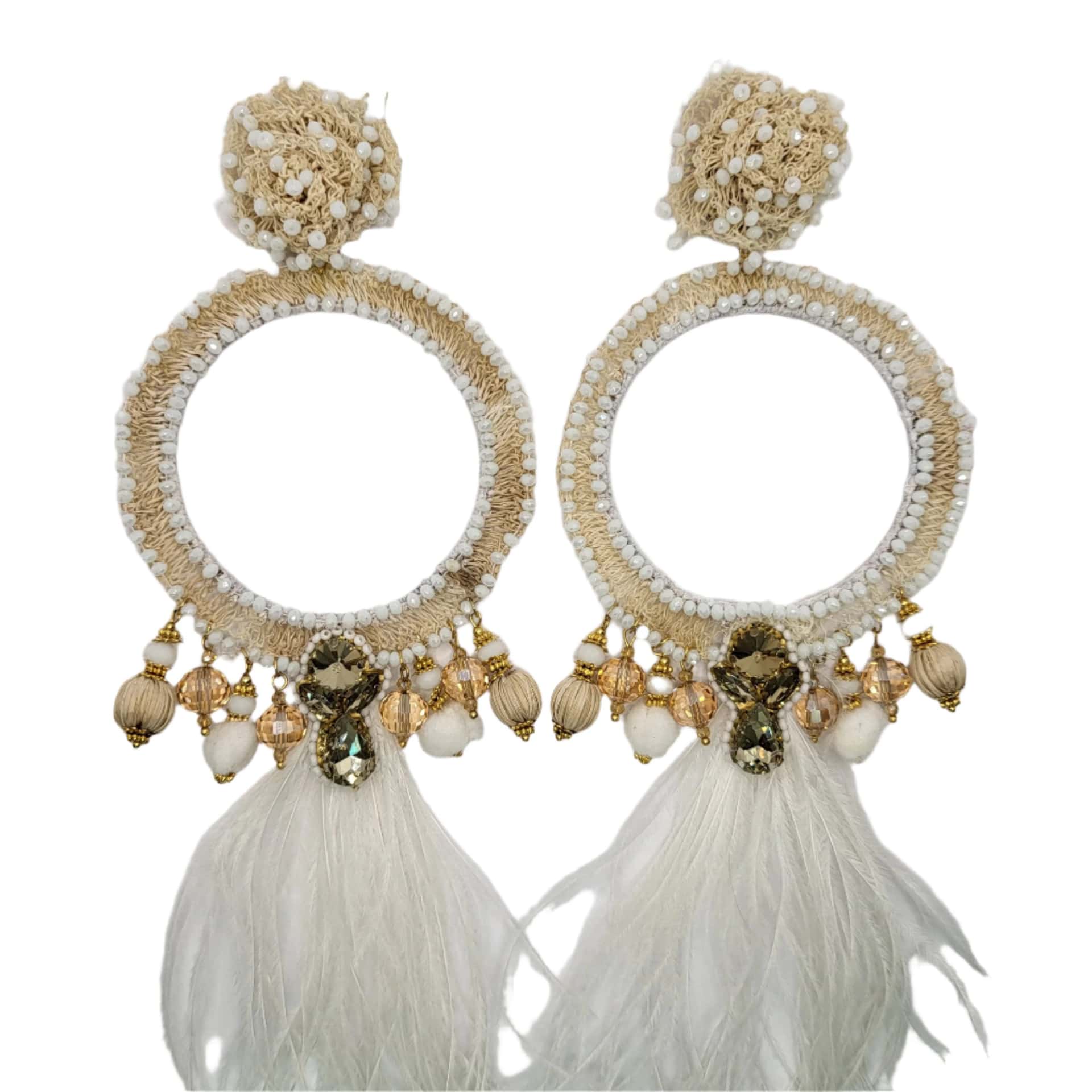 White Whole Moon Earrings