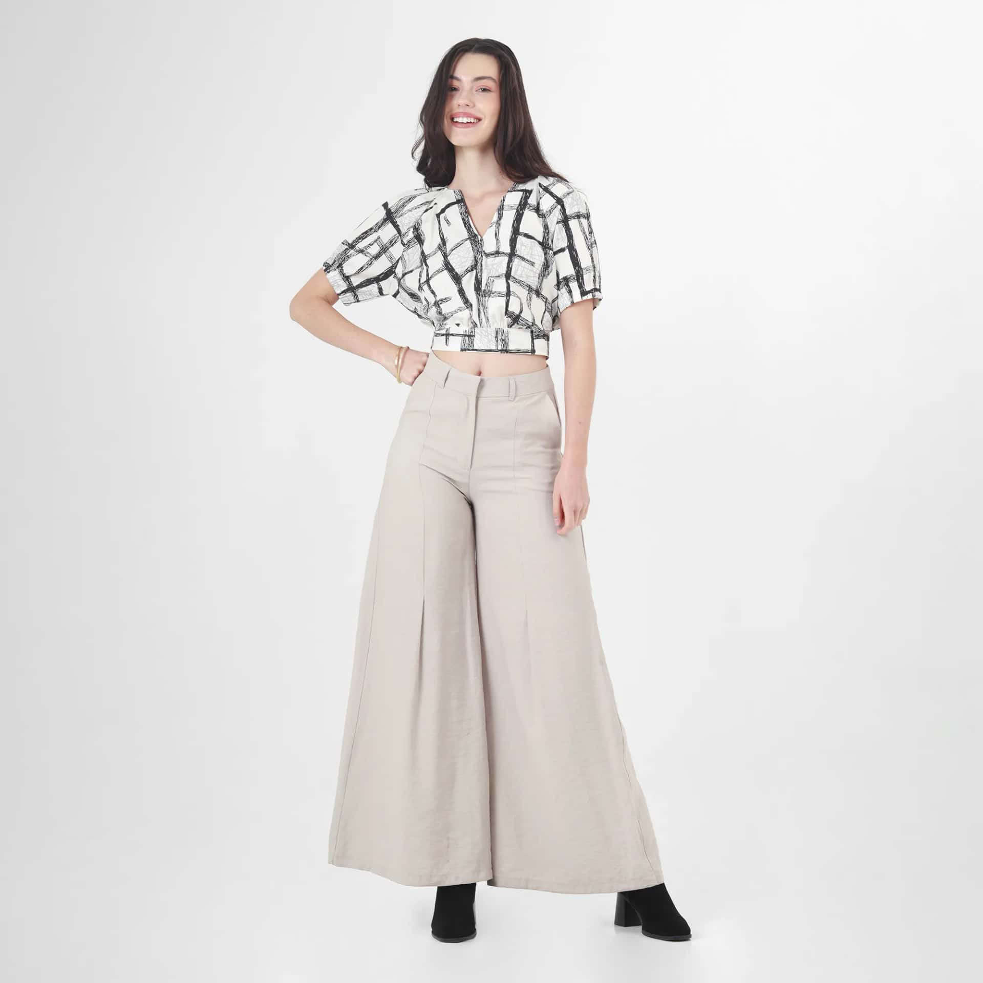 Pantalon Tiro Alto Bota Palazzo