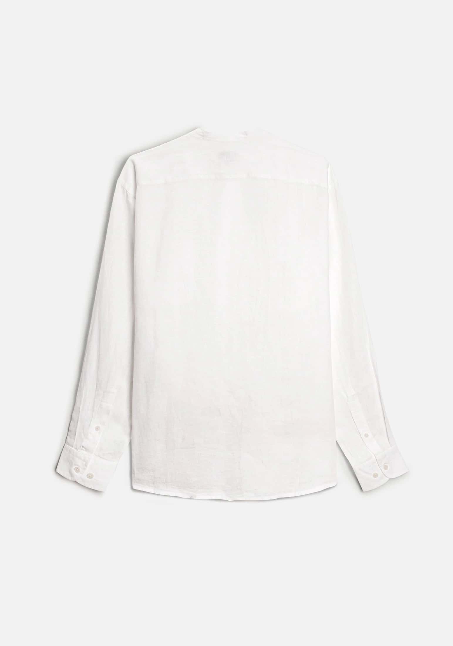 Camisa H Lino Cuello Nerú Bols. Blanco - miniatura 2