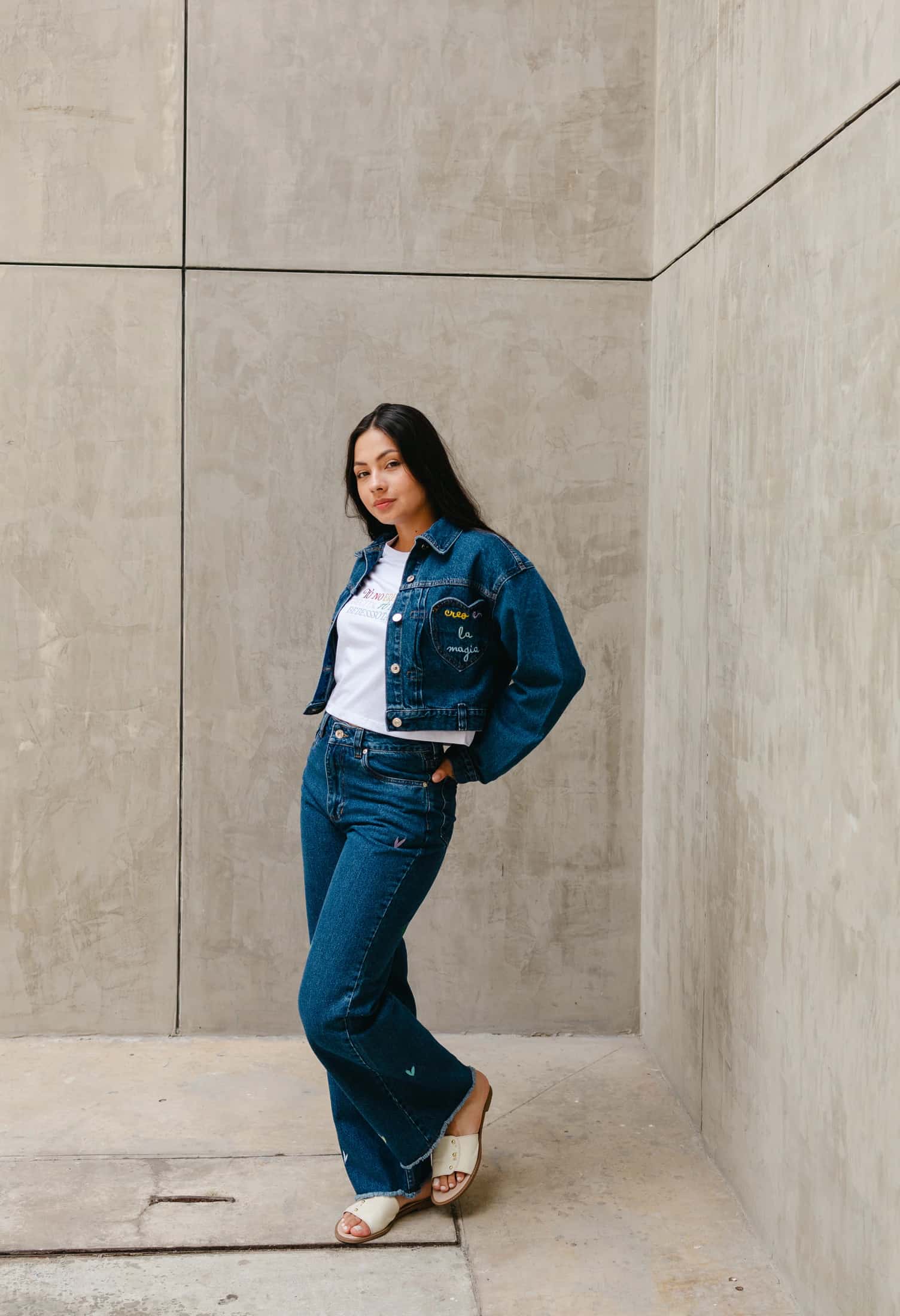 Creo En La Magia Embroidered Denim Jacket