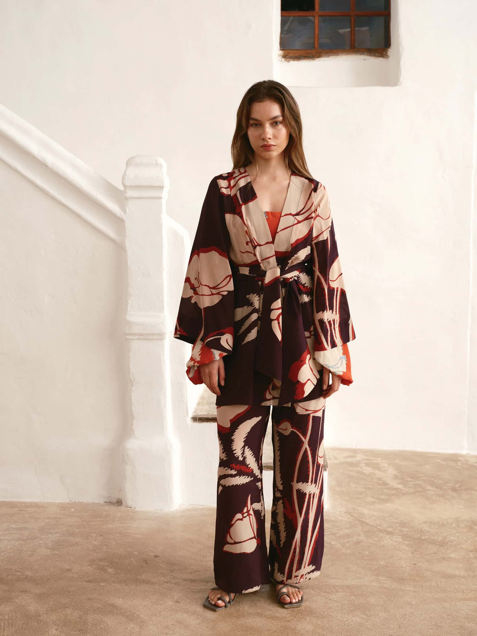 Joaquina Crepe Chine Mini Tunic / Purple Gladiolos