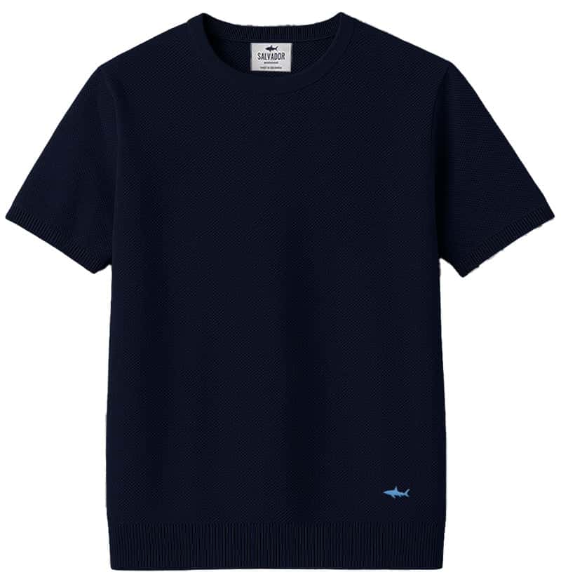 CAMISETA DE PUNTO AZUL OSCURA