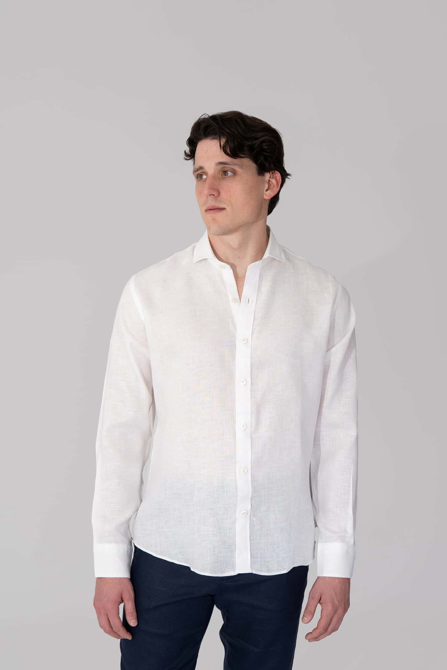 Camisas 100% Lino Cuello Francés