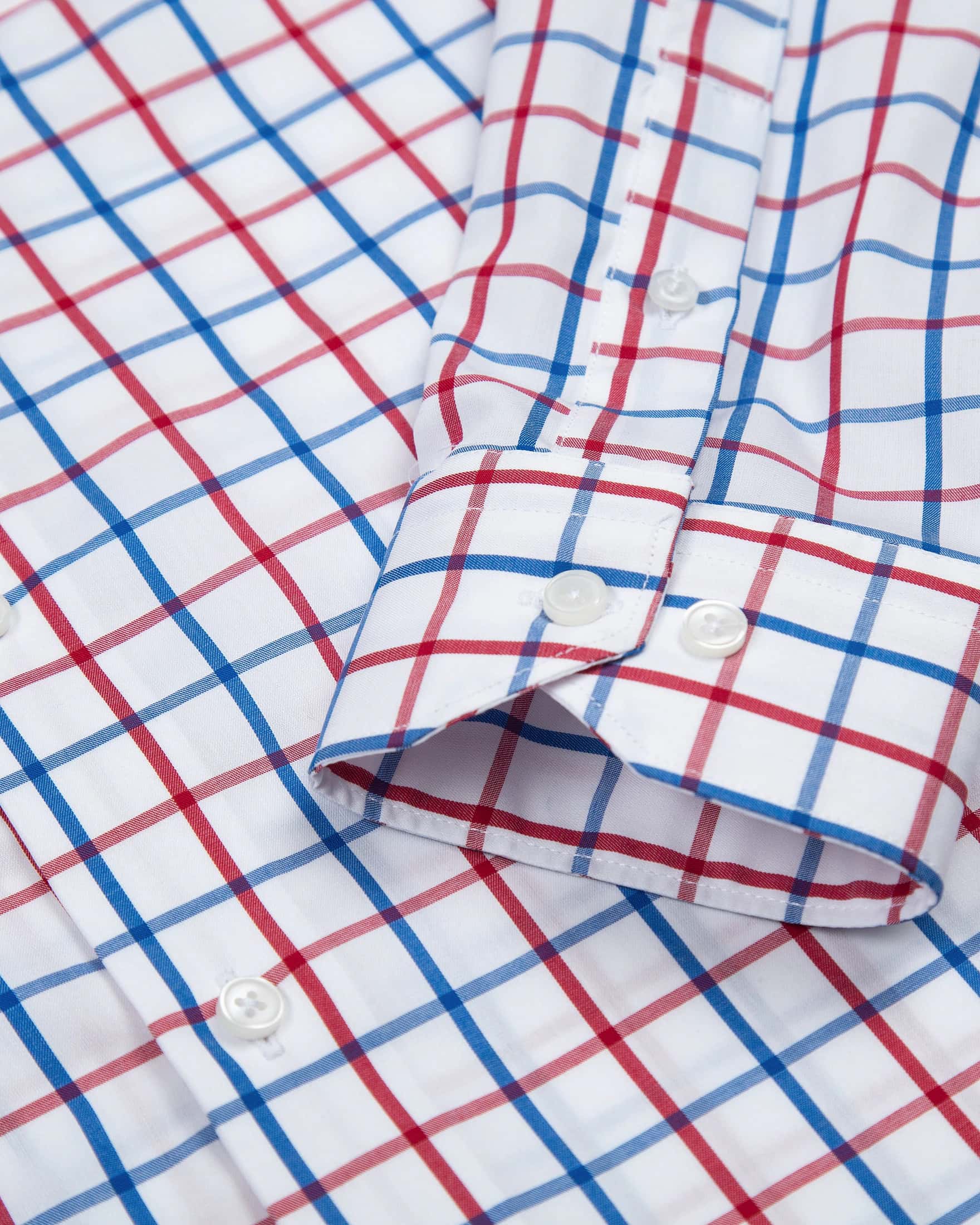 Camisa Cuadro Ventana Algodón Rojo Azul - miniatura 3