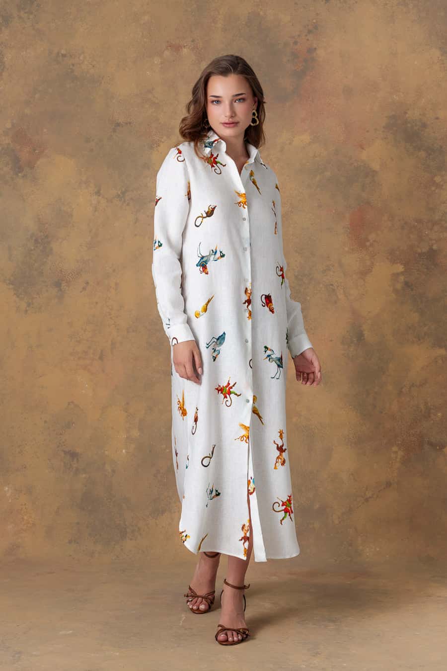 Women's dress linen panteon white