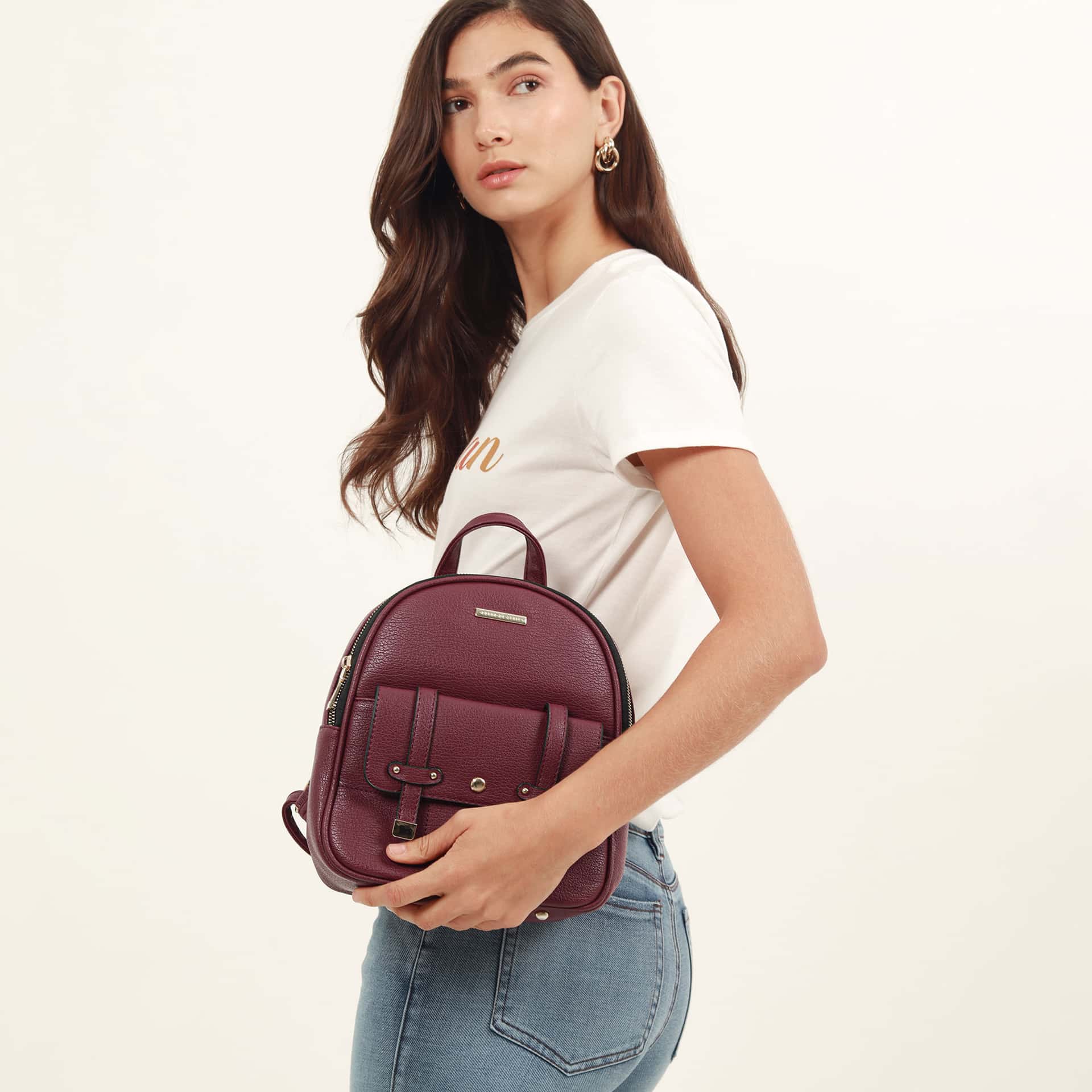 Morral mini en cuero sintético con bolsillo externo - miniatura 5