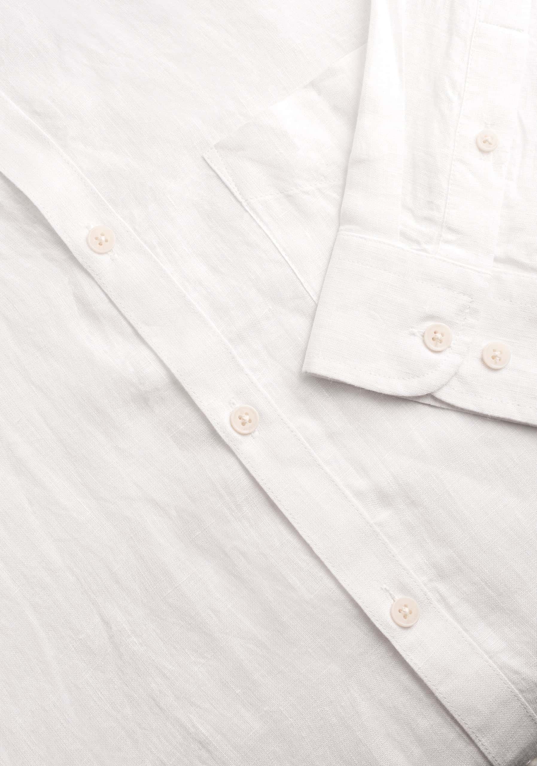 Camisa H Lino Cuello Nerú Bols. Blanco - miniatura 3