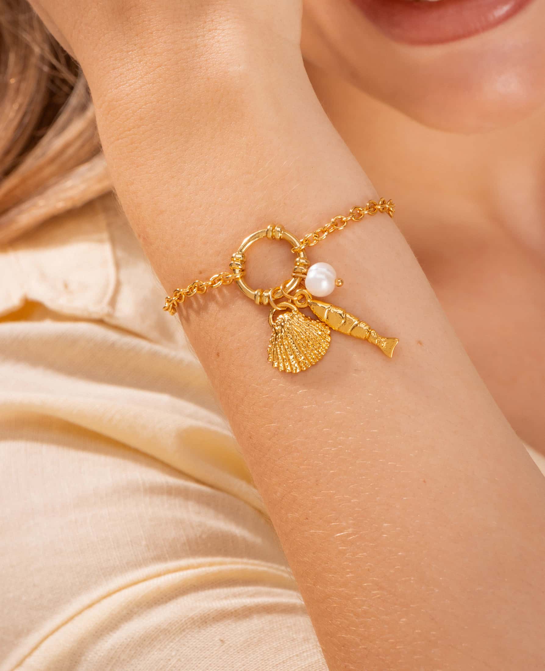 Pulsera Perla Concha + Aretes
