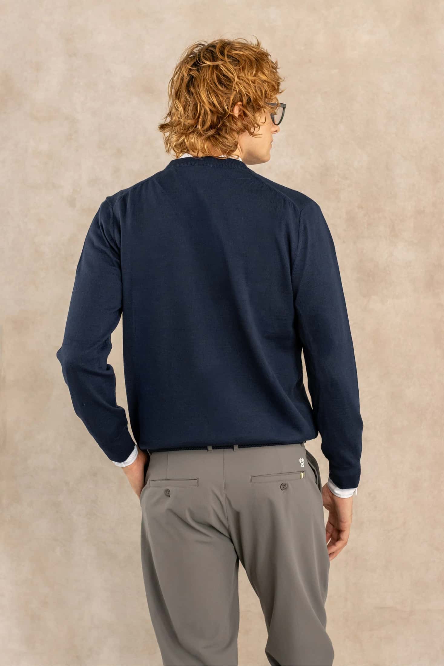 Sueter Merino Antiarrugas Azul Oscuro