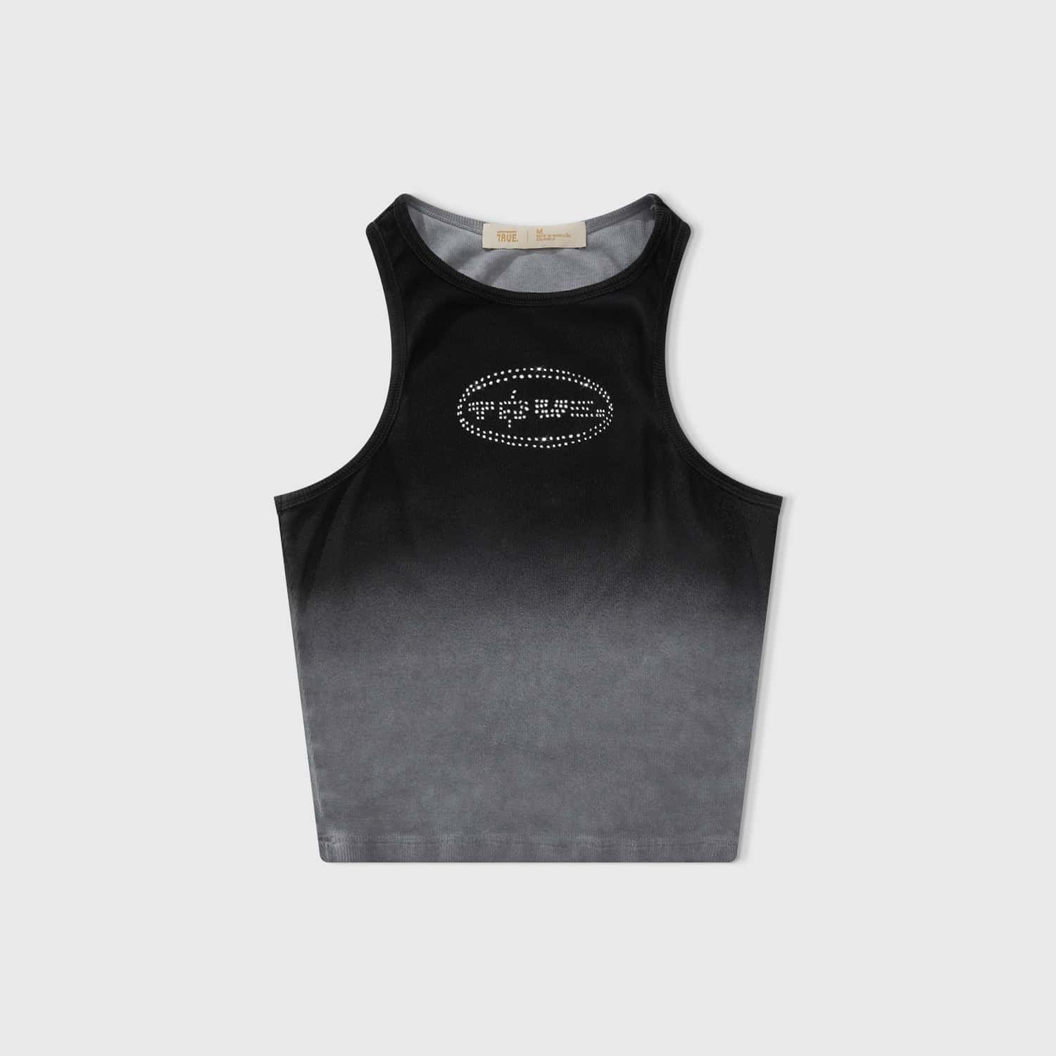 Gradient Rhinestone Tank Top - Black