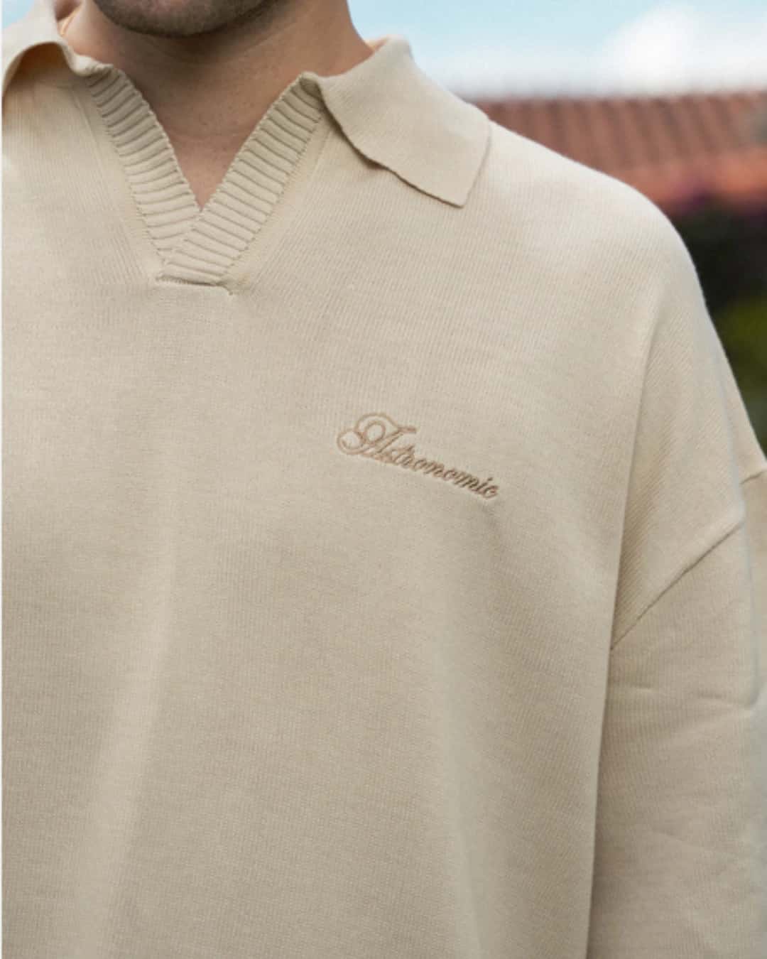 CAMISETA POLO TEJIDA - BEIGE - miniatura 3