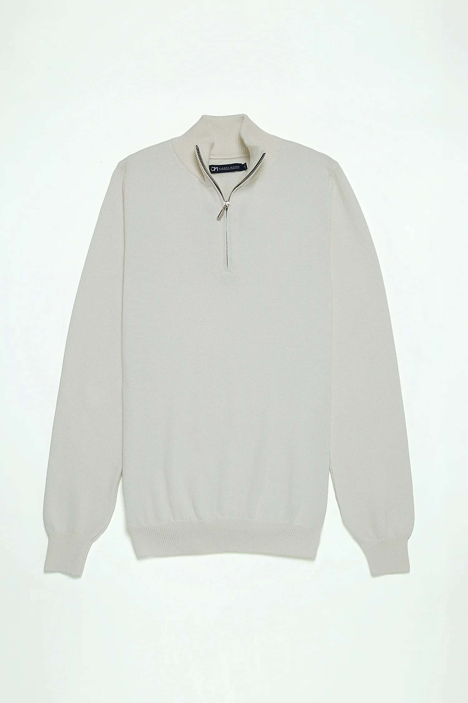 Saco Half Zip Algodón Crema