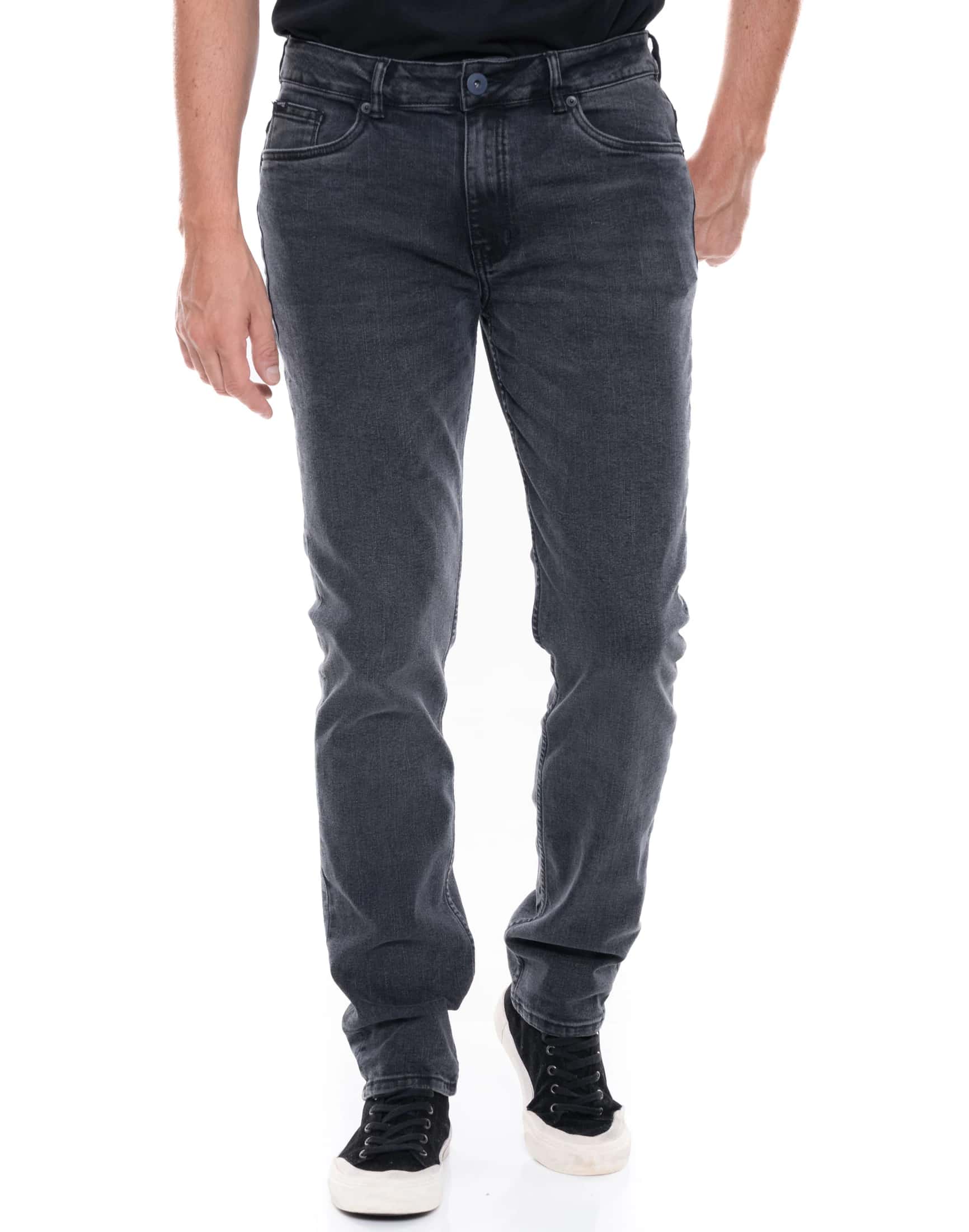 Jeans Slim Fit Tiro Medio Denim Negro