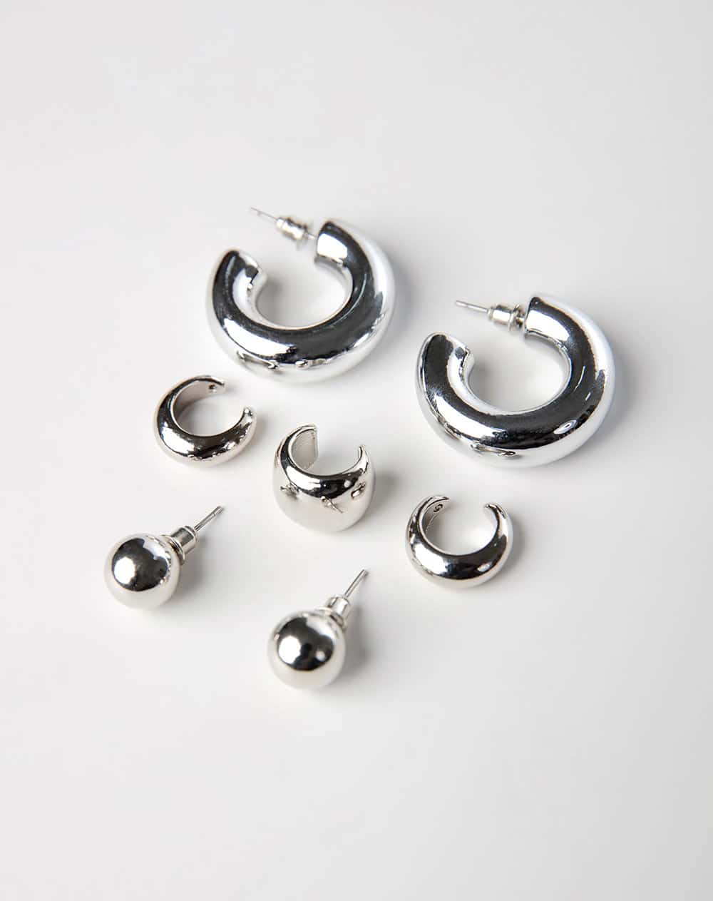 Aretes pack x3 plateados mujer