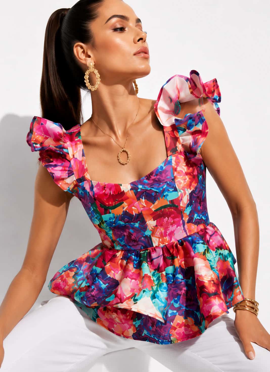 Blusa Usaki Flores Morado