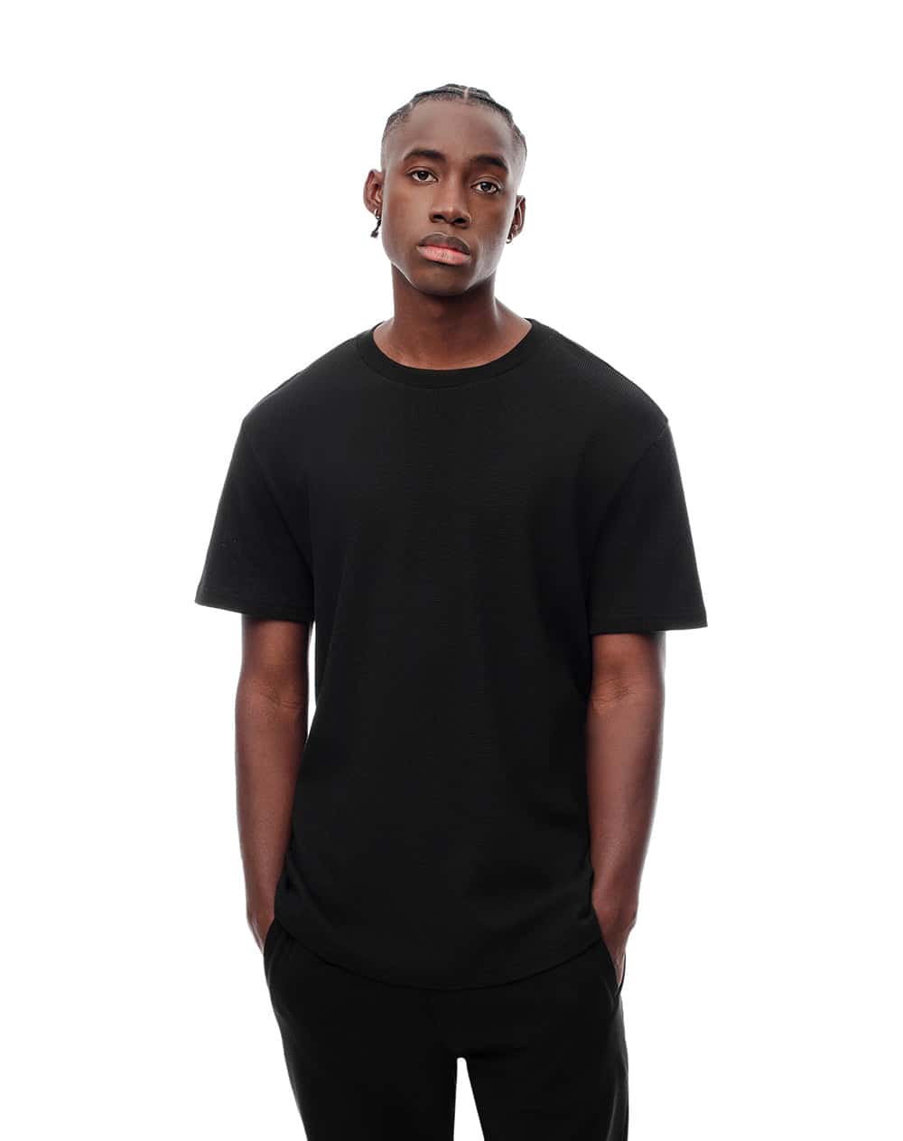 Camiseta oversize algodón negra hombre