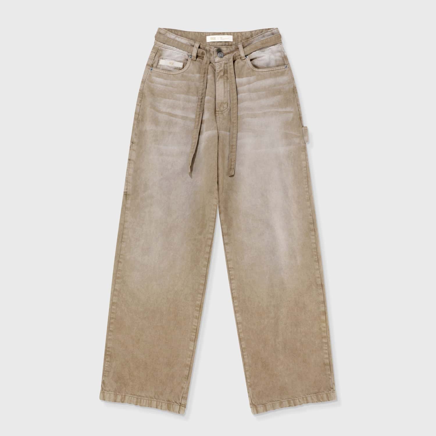 Dirty-Wash Mid-Rise Pants - Sand