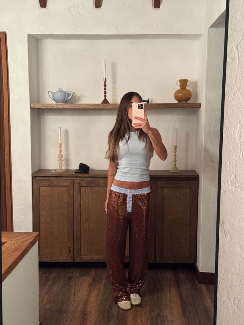 Pantalón lentejuelas Stardust + Tank Top Esqueleto