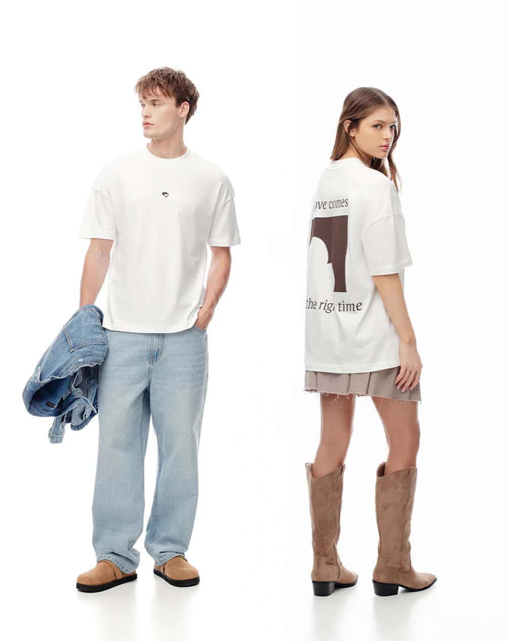 Camiseta regular algodón vainilla estampada unisex hombre
