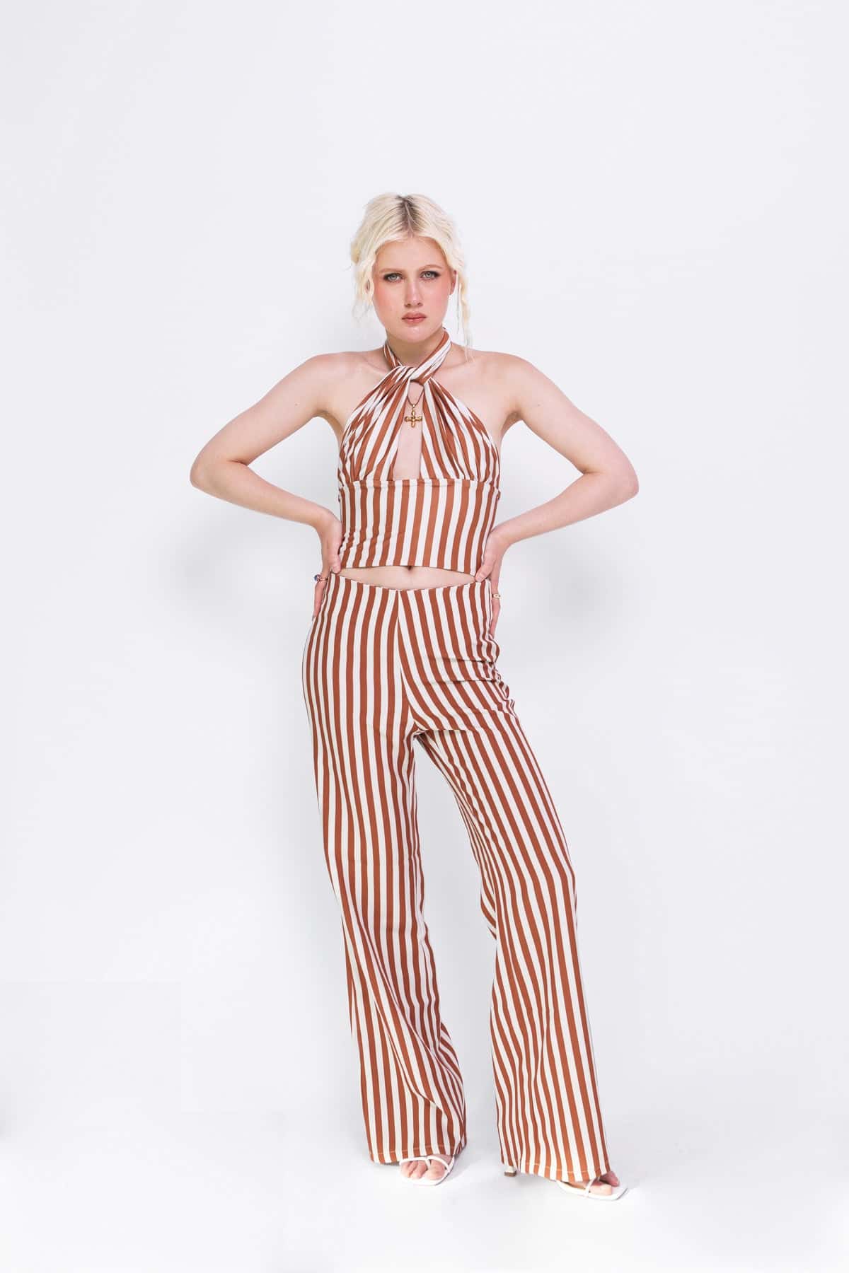 Halter Top in Rust Stripes
