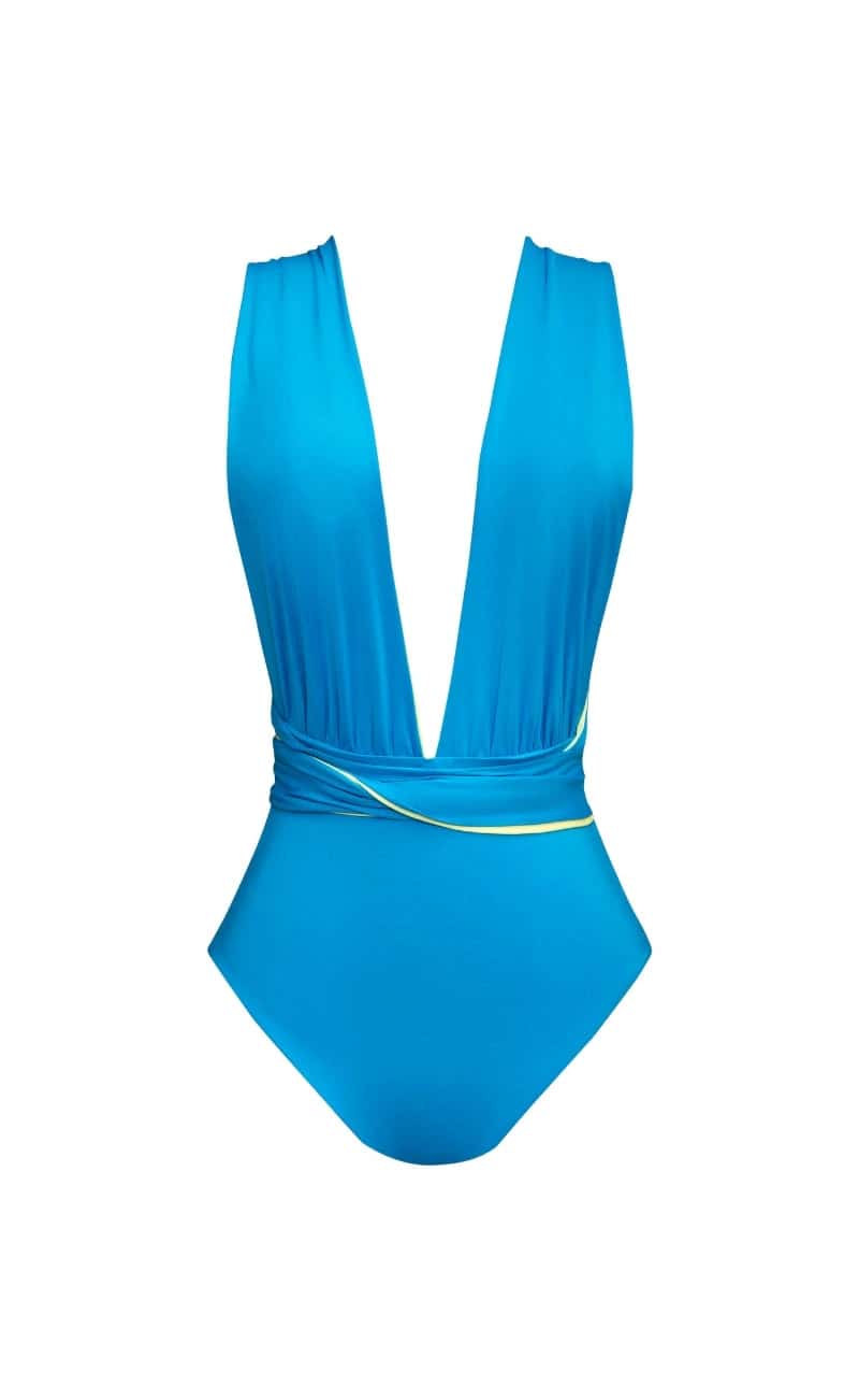 VESTIDO DE BAÑO ENTERO MULTIFORMAS TURQUESA