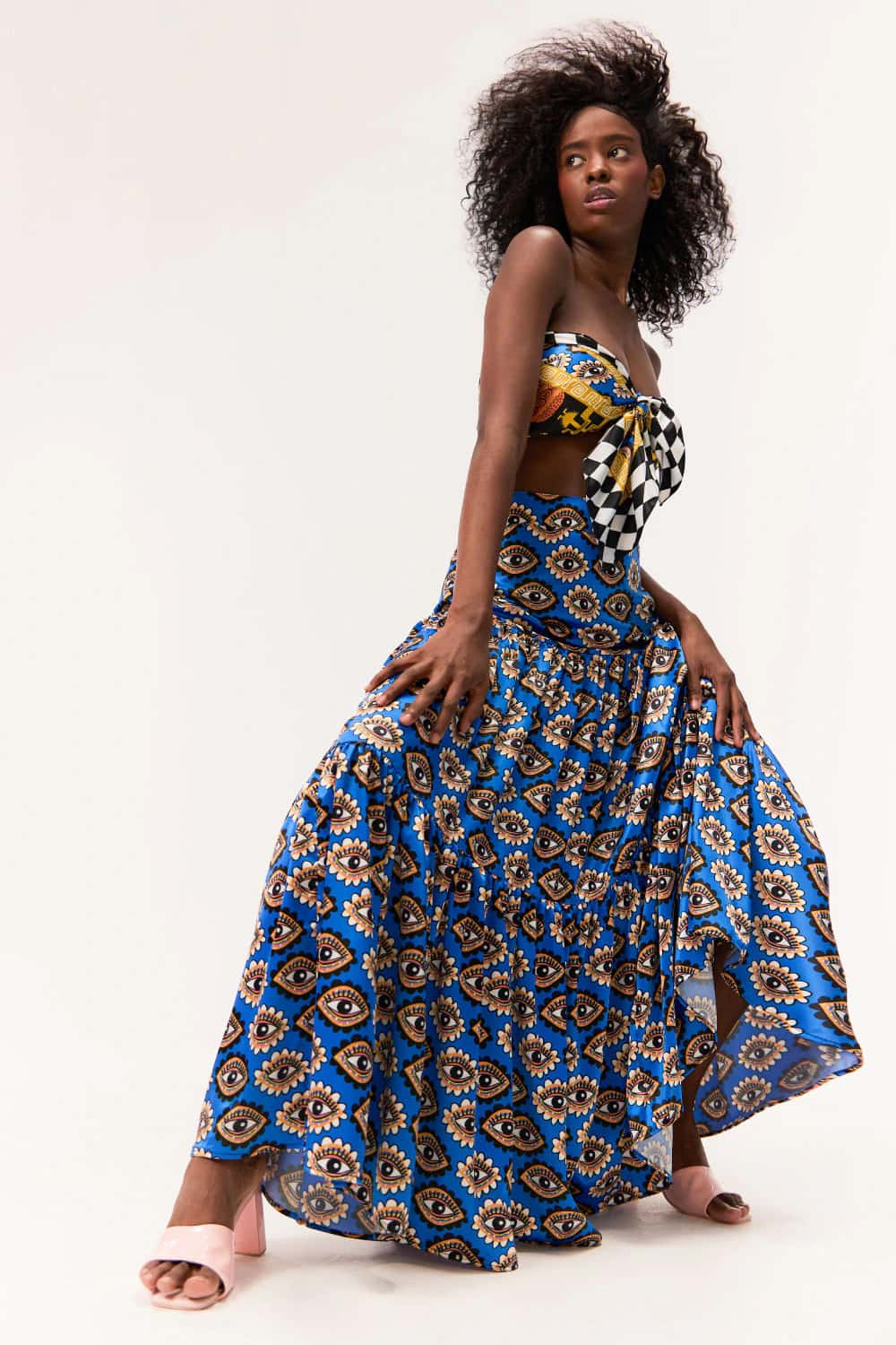 Maxi Falda / Estampado Ojos Sentido Precolombino