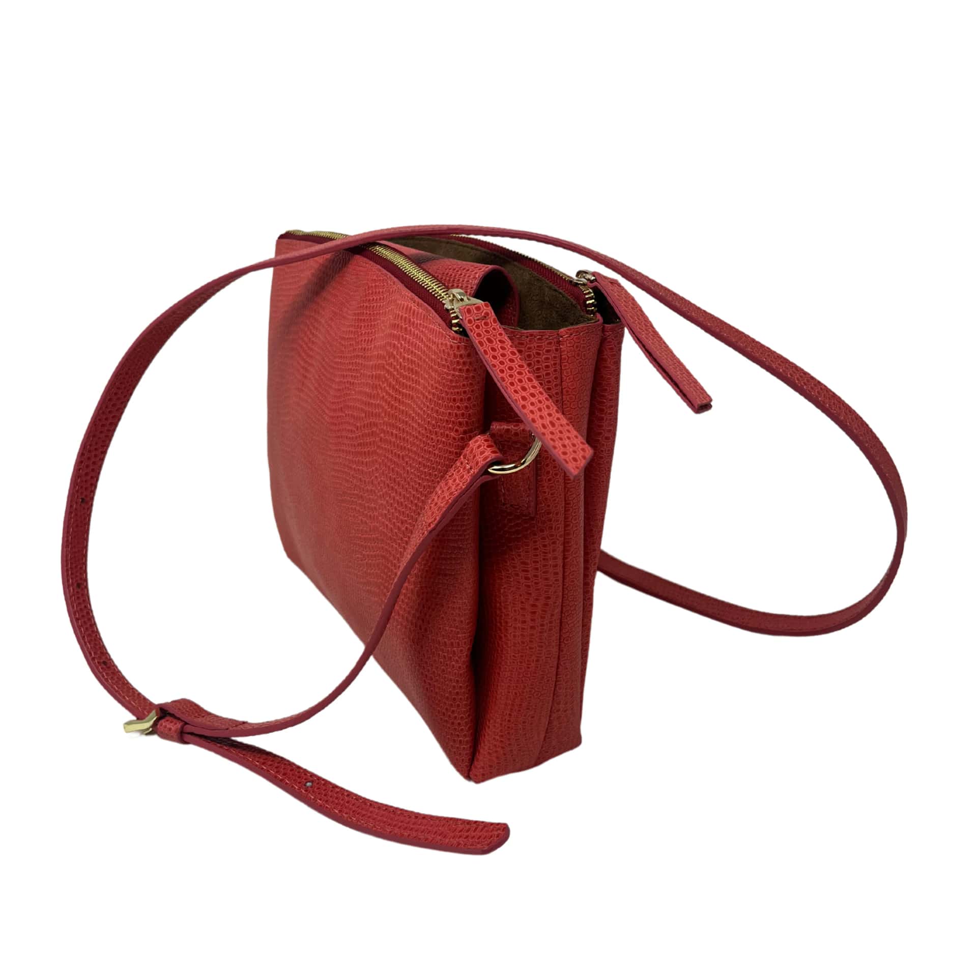 Cartera María Cuero Grabado Rojo Light - miniatura 3