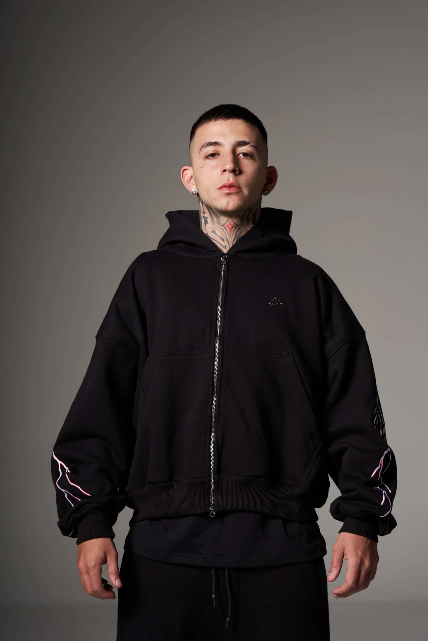 Double Zip Hoodie Boxy fit Red lights - miniatura 3