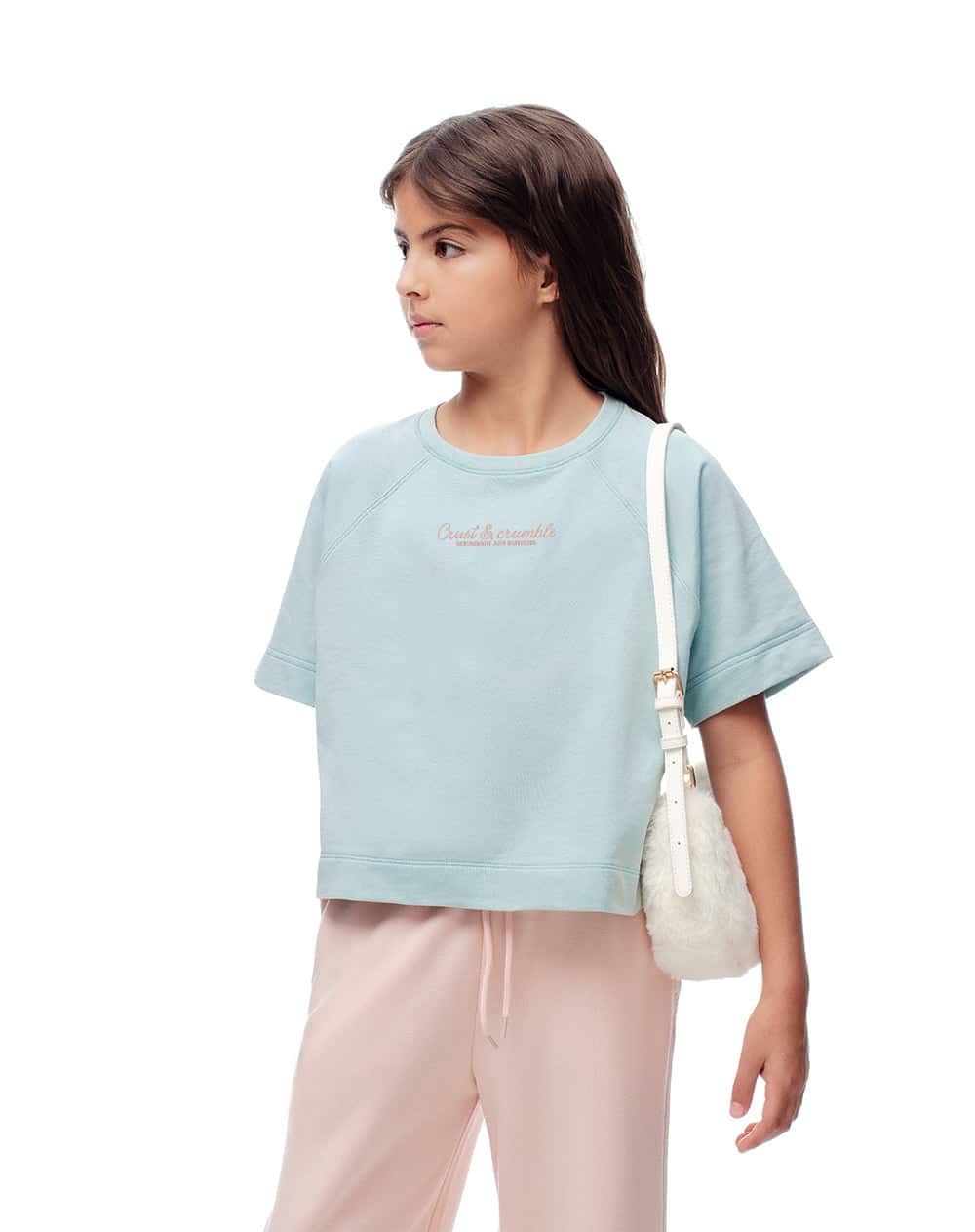 Camiseta oversize algodón azul niña