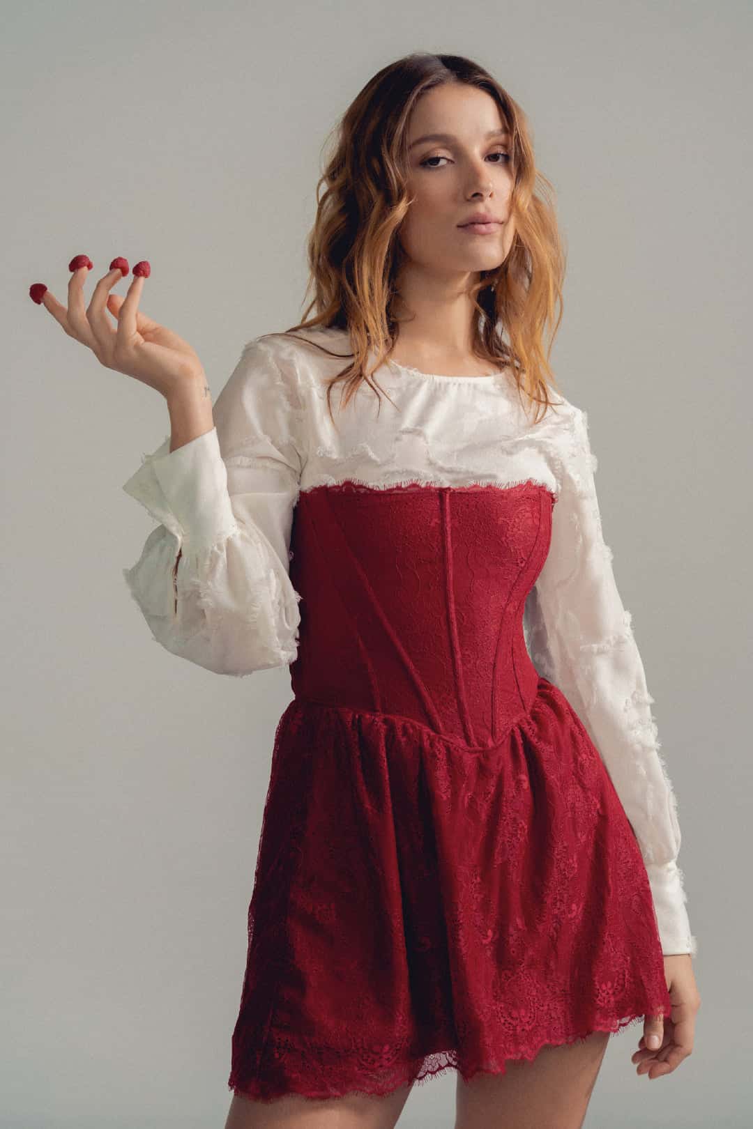 VESTIDO PEDRINA ROJO CHERRY
