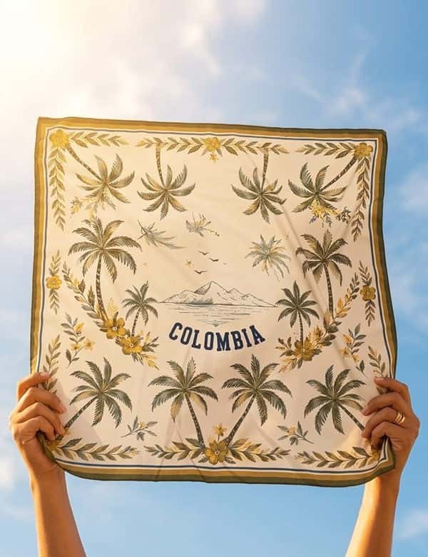 Pañoleta Colombia Palmeras Verde