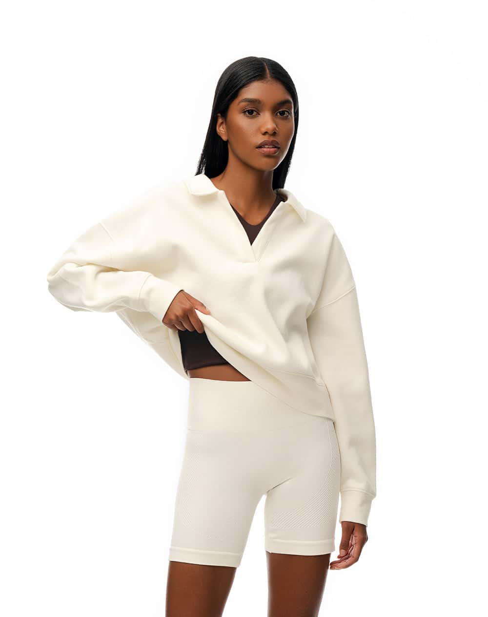 Biker deportivo seamless blanco mujer