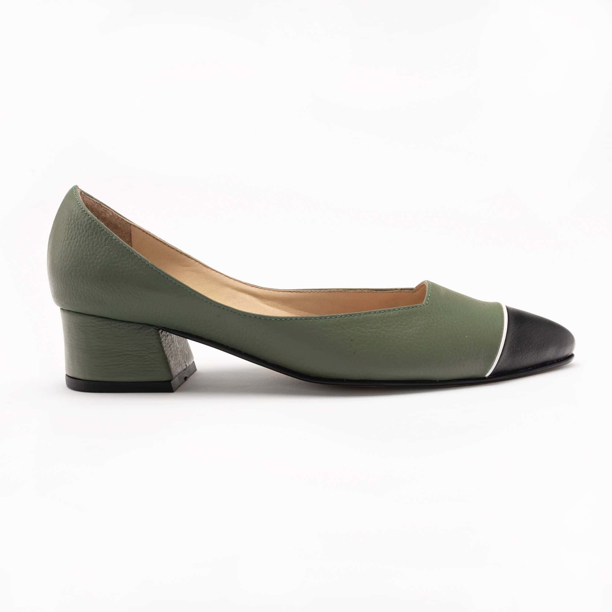 Midi Heels - Sage x Black + White