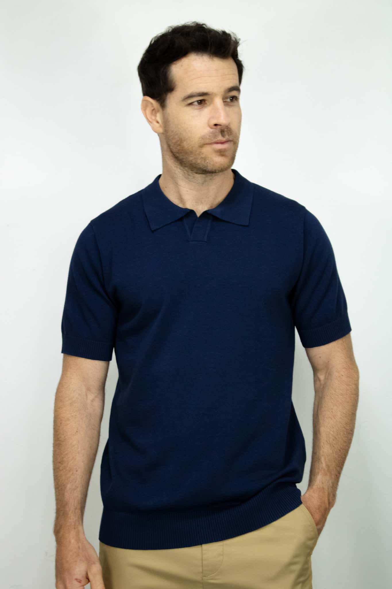 POLO TEJIDA AZUL OSCURO PARA HOMBRE