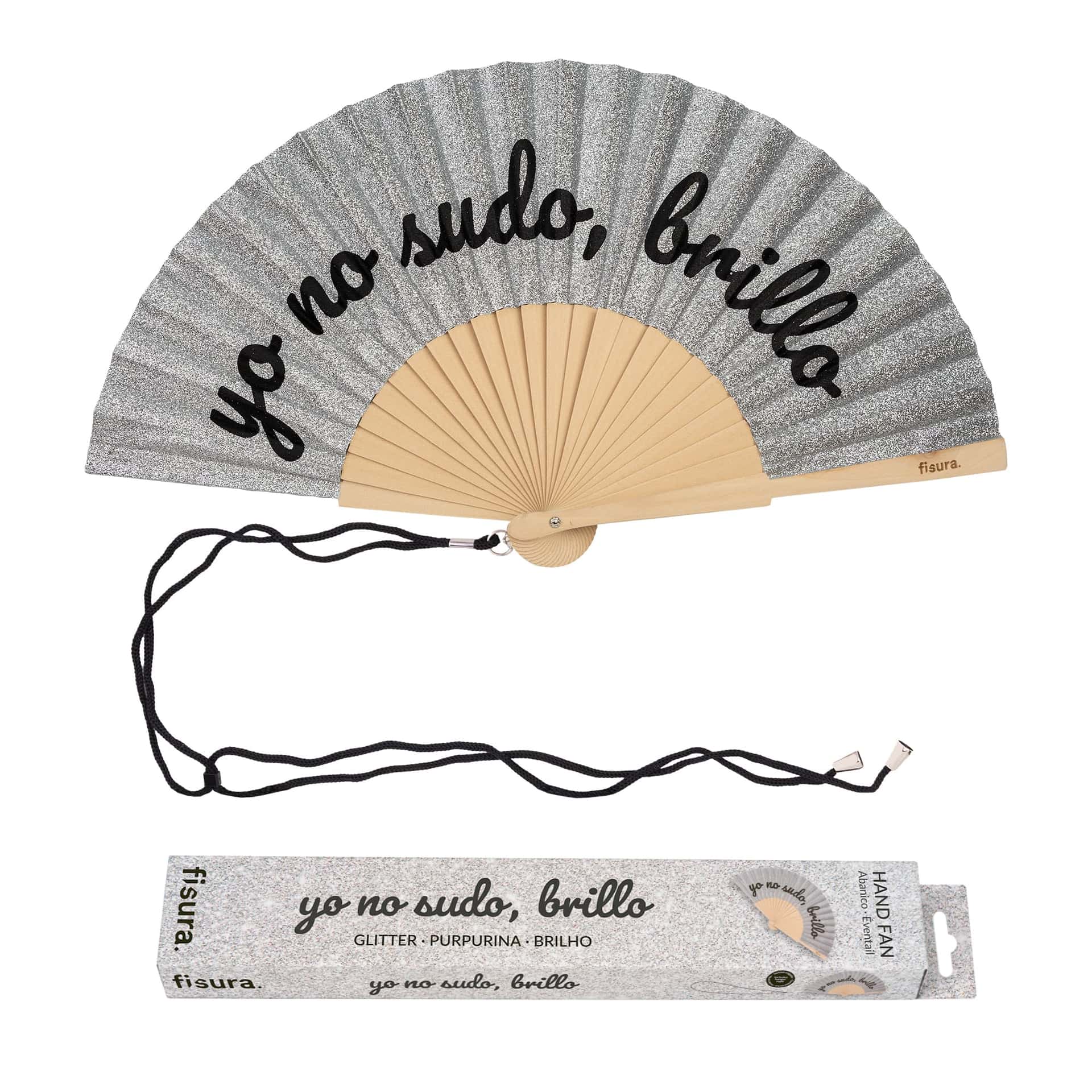 Abanico "Yo no sudo, brillo" Glitter