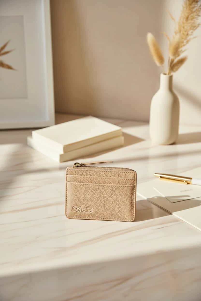 Card holder  cuero puro palo rosa bésame
