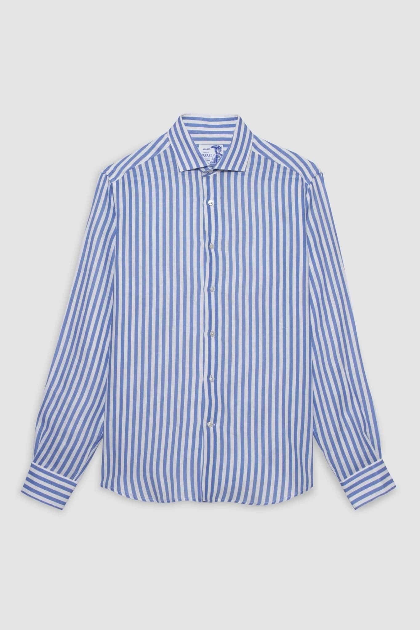 Men's linen shirt sky blue striped